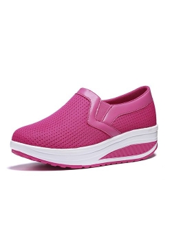 L LOUBIT Women Wedge Shoes Breathable Mesh Sneakers Slip On Comfort Walking Shoes