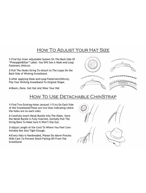 Pineapple&Star Sun Straw Fedora Beach Hat Fine Braid UPF50+ for Both Women Men