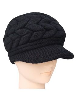 Loritta Womens Winter Beanie Hat Warm Knitted Slouchy Wool Hats Cap with Visor