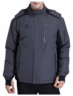 CAMEL CROWN Mountain Snow Waterproof Ski Jacket Detachable Hood Windproof Fleece Parka Rain Jacket Winter Coat