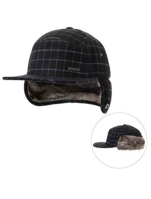 Comhats Wool Baseball Cap Men Fur Hunting Trapper Dad Hats Sports Earflap Unisex M L XL