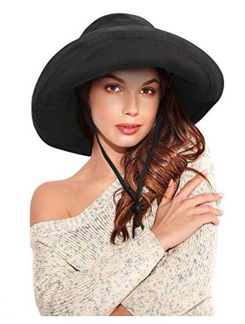 Simplicity Womens Cotton Summer Beach Sun Hat with Wide Fold-Up Brim