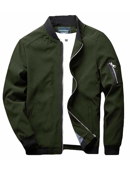 Mens Lightweight Bomber Jacket Summer Baseball Windbreaker Jackets Casual Light Sportswear