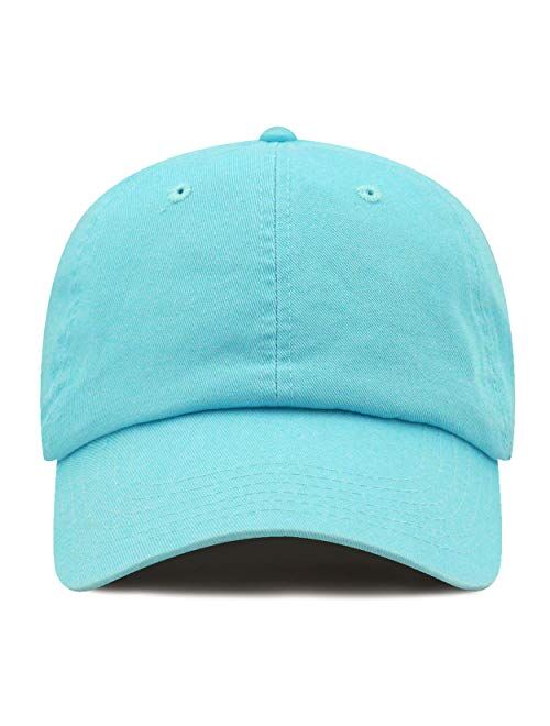 The Hat Depot Unisex Blank Washed Low Profile Organic Cotton and Denim Dad Hat Baseball Cap