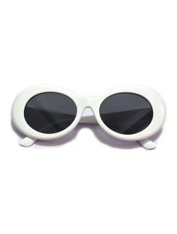 JUSLINK Bold Retro Oval Mod Thick Frame Sunglasses Round Lens Clout Oval Goggles