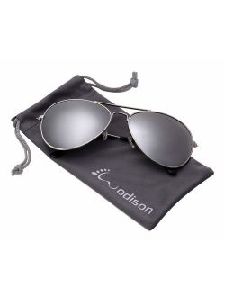 WODISON Vintage Mirrored Aviator Sunglasses for Women Men Reflective Lens Metal Frame
