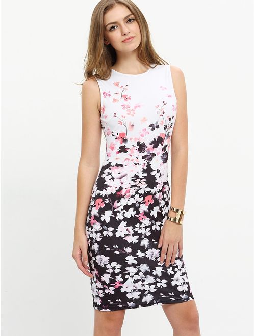 Floerns Women's Sleeveless Floral Work Party Cocktail Bodycon Dress