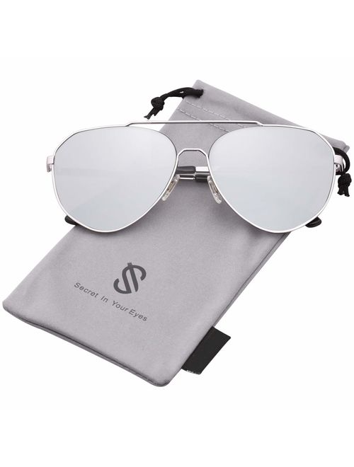 SOJOS Oversized Aviator Sunglasses Mirrored Flat Lens for Men Women UV400 SJ1083