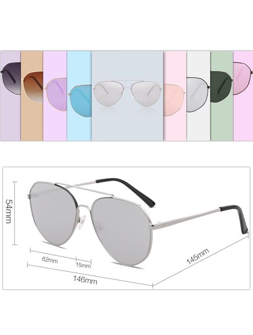 SOJOS Oversized Aviator Sunglasses Mirrored Flat Lens for Men Women UV400 SJ1083