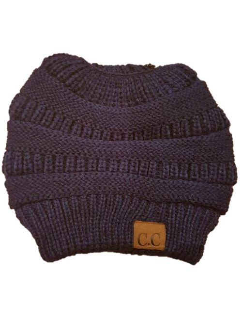 CC Quality Knit Messy Bun Hat Beanie