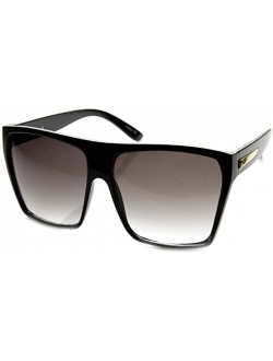 Super Oversized Sunglasses Unisex Flat Top Square Frame Fashion Wear Black Silver