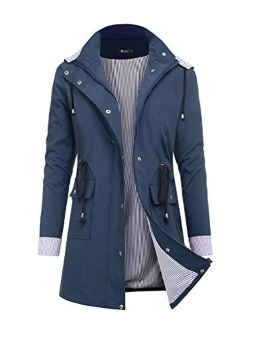 Womens Raincoats Windbreaker Rain Jacket Waterproof Outdoor Hooded Trench Coats