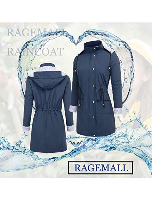 RAGEMALL Women's Raincoats Windbreaker Waterproof Lightweight Outdoor Hooded Trench Coats