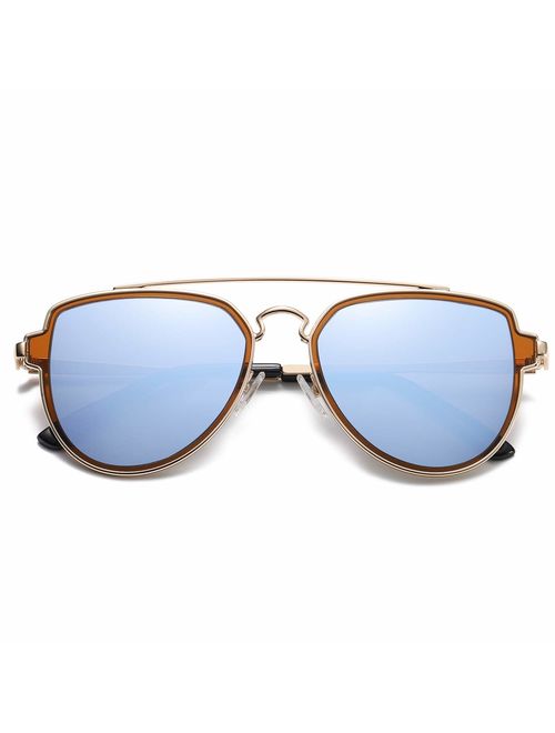 SOJOS Fashion Polarized Aviator Sunglasses for Men Women Mirrored Lens SJ1051