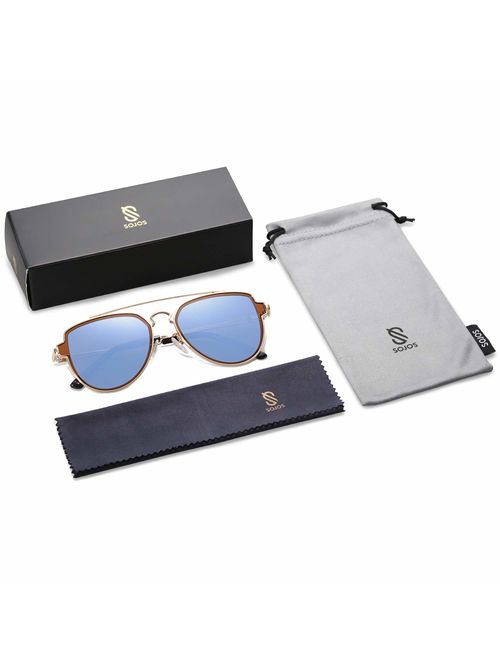 SOJOS Fashion Polarized Aviator Sunglasses for Men Women Mirrored Lens SJ1051