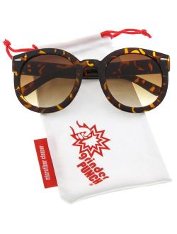 grinderPUNCH Women's Designer Inspired Oversized Round Circle Sunglasses Mod Fashion