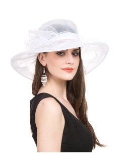 SAFERIN Women's Organza Church Kentucky Derby Fascinator Bridal Tea Party Wedding Hat