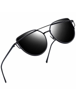 Joopin Cateye Sunglasses for Women, Metal Frame Flat Lens Womens Sunglasses Polarized