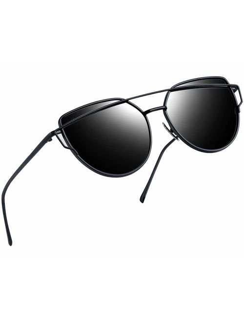 Joopin Cateye Sunglasses for Women, Metal Frame Flat Lens Womens Sunglasses Polarized