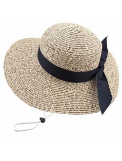 Womens Beach Sun Straw Hat UV UPF50 Travel Foldable Brim Summer UV Hat