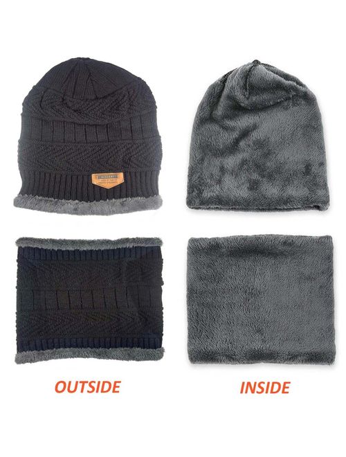 HINDAWI Winter Hat Scarf Gloves Slouchy Beanie Snow Knit Skull Cap Touch Screen Mittens Circle Scarves for Women