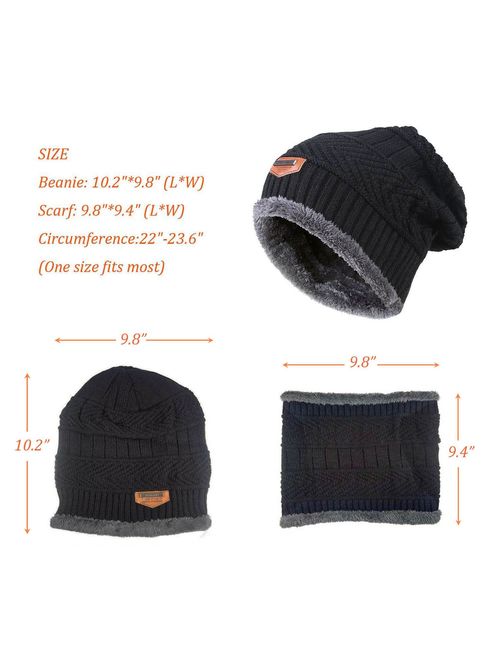 HINDAWI Winter Hat Scarf Gloves Slouchy Beanie Snow Knit Skull Cap Touch Screen Mittens Circle Scarves for Women