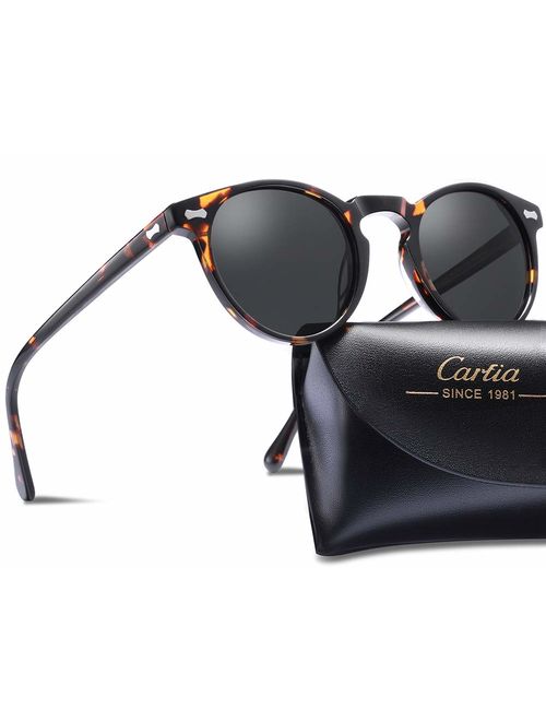 Carfia Vintage Round Polarized Sunglasses for Women UV400 Protection/Blue Light Blocking Glasses CA5288