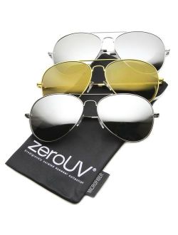 Mirrored Aviator Sunglasses for Men Women Military Sunglasses