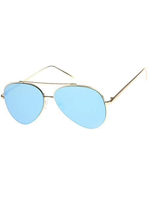 Mirrored Oversized Aviator Sunglasses for Women with Flat Mirror Lens 58mm