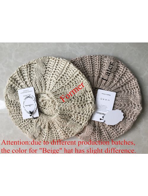 Senchanting Women Winter Warm Ski Knitted Crochet Baggy Skullies Cap Beret Hat