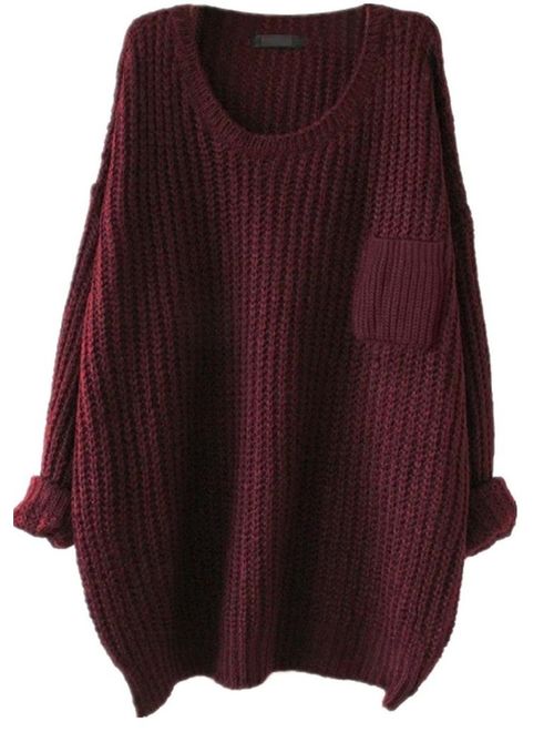 Women's Casual Unbalanced Crew Neck Knit Sweater Loose Pullover Cardigan