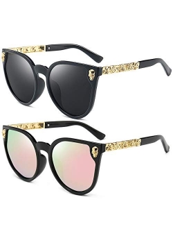 Rimless Skull Design Cat Eye Sunglasses UV400 Protection