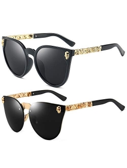 Rimless Skull Design Cat Eye Sunglasses UV400 Protection