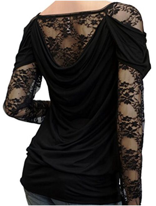 eVogues Floral Lace Sleeve Top Made in USA