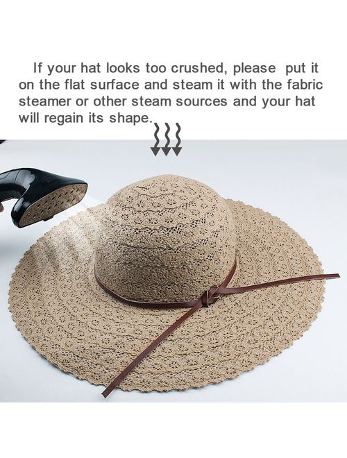 FURTALK Summer Beach Sun Hats for Women UPF Woman Foldable Floppy Travel Packable UV Hat Cotton, Wide Brim Hat