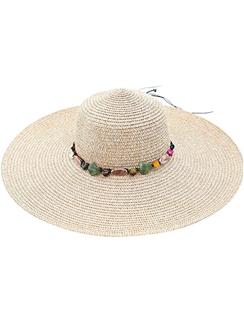Lanzom Womens Wide Brim Straw Hat Floppy Foldable Roll up Cap Beach Sun Hat UPF 50+