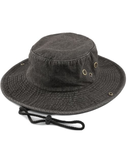 The Hat Depot 100% Cotton Stone-Washed Safari Wide Brim Foldable Double-Sided Sun Boonie Bucket Hat