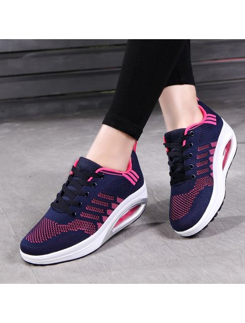 JARLIF Women's Comfortable Platform Walking Sneakers Lightweight Casual Tennis Air Fitness Shoes US5.5-10