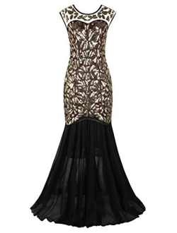kayamiya Women's 1920s Evening Dress Formal Beaded Sequin Maxi Long Flapper Embellished Prom Ball Gown