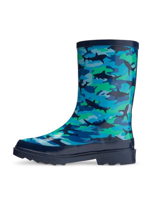 Western Chief Boys' Shark Camo Rain Boots, Blue SIZE 4