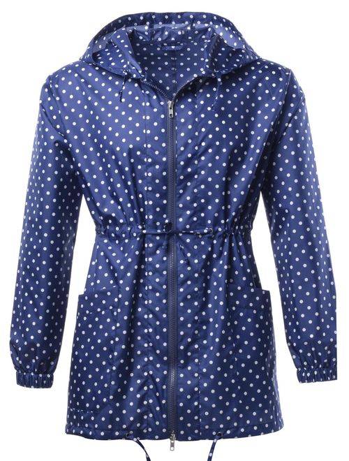 QZUnique Women's Packable Waterproof Rain Jacket Outdoor Raincoat with Zipper