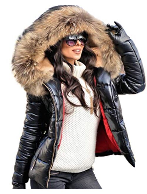 Under Armour Aofur Womens Ladies Quilted Winter Coat Fur Collar Hooded Down Jacket Parka Outerwear