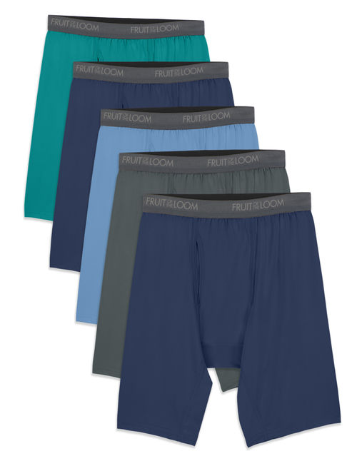 Fruit of the Loom Men's Micro-Stretch Assorted Long Leg Boxer Briefs, 5 Pack