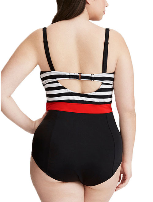 Plus Size Womens Strappy Padded Bikini Swimwear Swimsuit Monokini Bathing Suit
