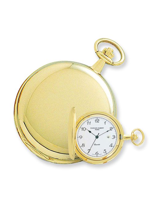 Charles-Hubert Paris Charles-Hubert, Paris Gold-Plated Quartz Pocket Watch