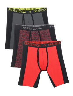 Men's Breathable with Ultra Flex Long Leg Boxer Briefs, 3 Pack