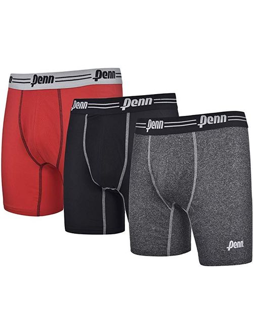 Penn Mens Performance Boxer Briefs - 12 Pack Athletic Fit Tag Free Breathable Underwear Assorted Colors