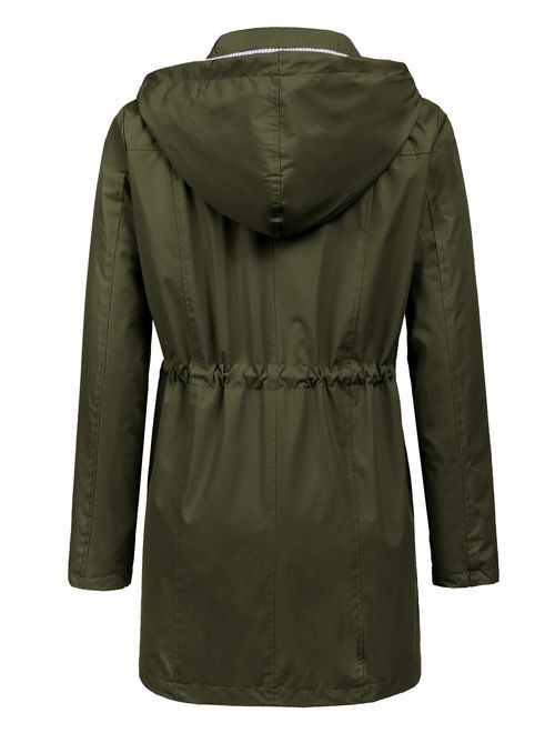 LOMON Raincoat Women Waterproof Long Hooded Trench Coats Lined Windbreaker Travel Jacket S-XXL