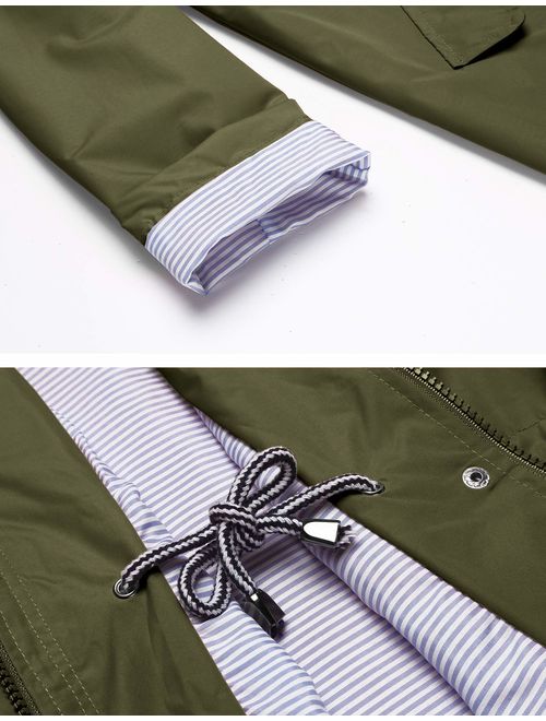 LOMON Raincoat Women Waterproof Long Hooded Trench Coats Lined Windbreaker Travel Jacket S-XXL