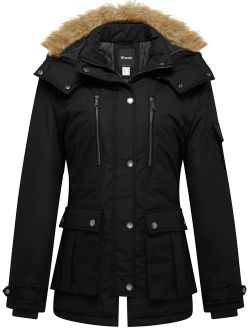 Wantdo Women's Thickened Parka Coat with Removable Fur Hood